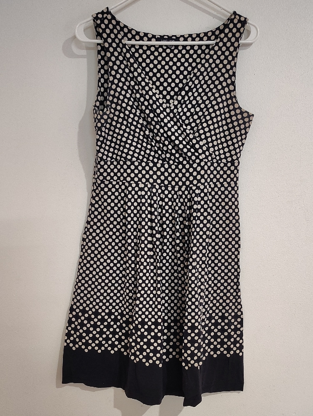 Lands' End Navy Dress with White Polka Dots